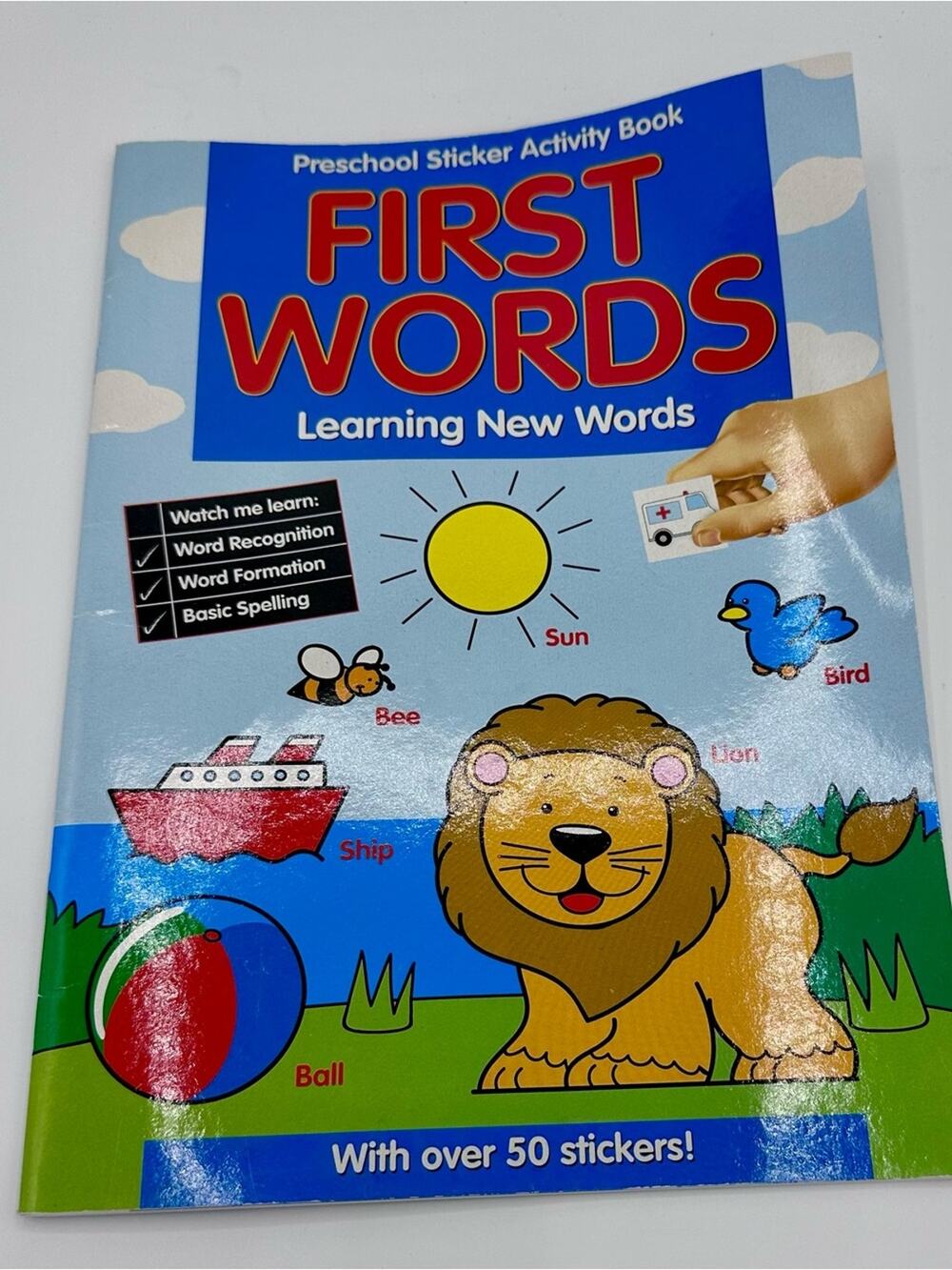 FIRST WORDS Learning New Words Preschool Sticker Activity Book - Blue